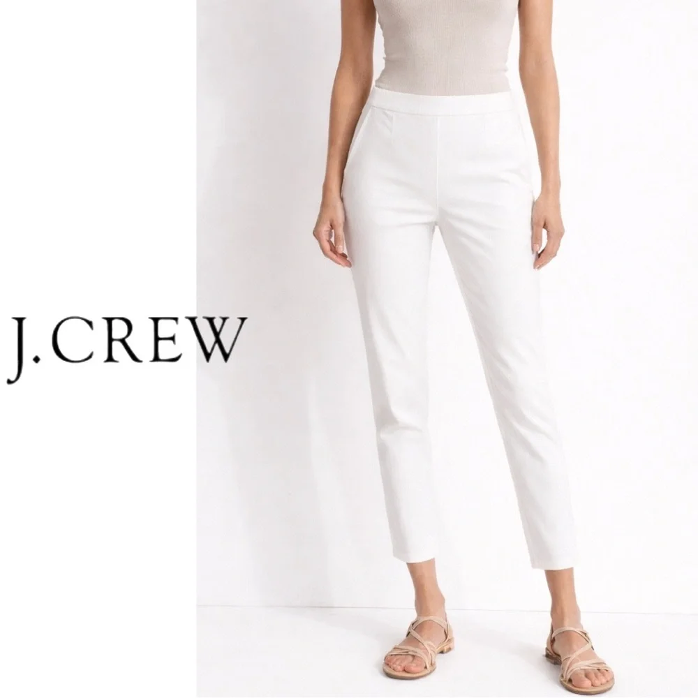 J.Crew Martie White Slim Ankle Pants Side Zip Career Chic 6 & 8